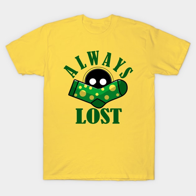 Always lost green sock with yellow dots and mean washing machine face T-Shirt by alcoshirts